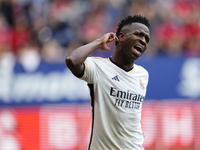 Vinicius Junior left winger of Real Madrid and Brazil celebrates after scoring his sides second goal during the LaLiga EA Sports match betwe...