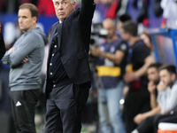 Carlo Ancelotti head coach of Real Madrid during the LaLiga EA Sports match between CA Osasuna and Real Madrid CF at Estadio El Sadar on Mar...