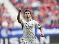 Brahim Diaz attacking midfield of Real Madrid and Spain celebrates after scoring his sides first goal during the LaLiga EA Sports match betw...