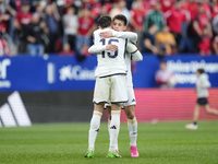 PAMPLONA, SPAIN - MARCH 16:Arda Guler attacking midfield of Real Madrid and Turkey and Federico Valverde central midfield of Real Madrid and...