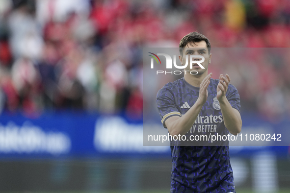 Brahim Diaz attacking midfield of Real Madrid and Spain celebrates victory after the LaLiga EA Sports match between CA Osasuna and Real Madr...