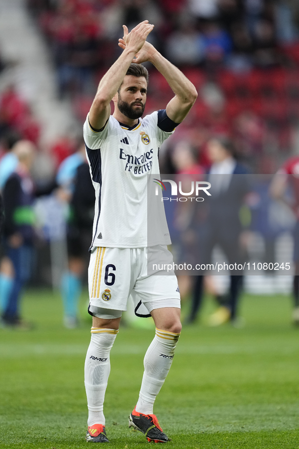 Nacho Fernandez centre-back of Real Madrid and Spain celebrates victory after during the LaLiga EA Sports match between CA Osasuna and Real...