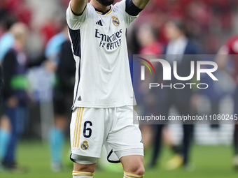 Nacho Fernandez centre-back of Real Madrid and Spain celebrates victory after during the LaLiga EA Sports match between CA Osasuna and Real...