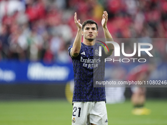 Brahim Diaz attacking midfield of Real Madrid and Spain celebrates victory after the LaLiga EA Sports match between CA Osasuna and Real Madr...