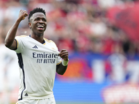 Vinicius Junior left winger of Real Madrid and Brazil celebrates after scoring his sides second goal during the LaLiga EA Sports match betwe...