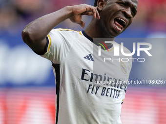 Vinicius Junior left winger of Real Madrid and Brazil celebrates after scoring his sides second goal during the LaLiga EA Sports match betwe...