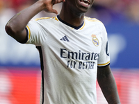 Vinicius Junior left winger of Real Madrid and Brazil celebrates after scoring his sides second goal during the LaLiga EA Sports match betwe...