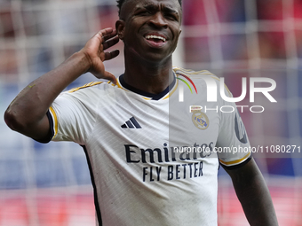 Vinicius Junior left winger of Real Madrid and Brazil celebrates after scoring his sides second goal during the LaLiga EA Sports match betwe...