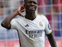 Vinicius Junior left winger of Real Madrid and Brazil celebrates after scoring his sides second goal during the LaLiga EA Sports match betwe...