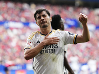 Brahim Diaz attacking midfield of Real Madrid and Spain celebrates after scoring his sides first goal during the LaLiga EA Sports match betw...