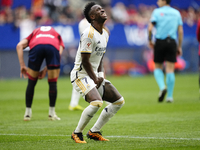 Vinicius Junior left winger of Real Madrid and Brazil lament a failed occasion during the LaLiga EA Sports match between CA Osasuna and Real...