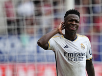 Vinicius Junior left winger of Real Madrid and Brazil celebrates after scoring his sides second goal during the LaLiga EA Sports match betwe...