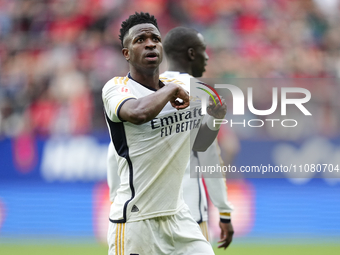 Vinicius Junior left winger of Real Madrid and Brazil celebrates after scoring his sides second goal during the LaLiga EA Sports match betwe...