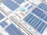 An aerial photo is being taken at the Tianhe solar energy base (Phase 1 and Phase 2) in Huai'an, China, on March 18, 2024. (