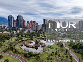 An aerial photo is showing the ''pocket park'' in the north of Guang'an City, Sichuan Province, China, on March 18, 2024. (