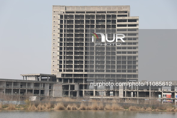 A 20-story-high ''rotten end building'' is being seen in Nanjing, Jiangsu province, China, on March 19, 2024. It is understood that the buil...