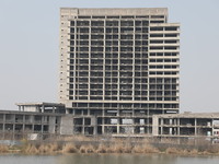 A 20-story-high ''rotten end building'' is being seen in Nanjing, Jiangsu province, China, on March 19, 2024. It is understood that the buil...