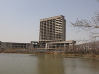 A 20-story-high ''rotten end building'' is being seen in Nanjing, Jiangsu province, China, on March 19, 2024. It is understood that the buil...