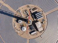 In Jiuquan, China, on March 18, 2024, an aerial photo shows the Jinta Zhongguang Solar 100,000kw solar thermal + 600,000kW photovoltaic proj...