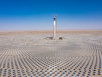 In Jiuquan, China, on March 18, 2024, an aerial photo shows the Jinta Zhongguang Solar 100,000kw solar thermal + 600,000kW photovoltaic proj...