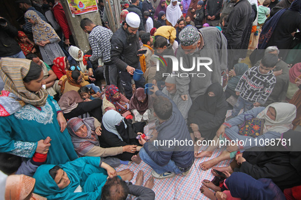 People are gathering to receive leech therapy on the occasion of Nowruz, the beginning of the year in the Persian calendar, in Srinagar, Kas...