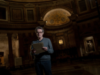 Willem Dafoe is reading poems by Gabriele Tinti at The Pantheon in Rome, Italy, on March 21, 2024. (