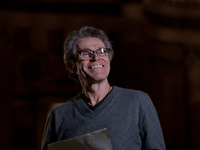 Willem Dafoe is reading poems by Gabriele Tinti at The Pantheon in Rome, Italy, on March 21, 2024. (