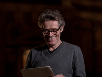 Willem Dafoe is reading poems by Gabriele Tinti at The Pantheon in Rome, Italy, on March 21, 2024. (