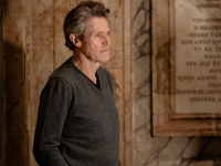 Willem Dafoe is reading poems by Gabriele Tinti at The Pantheon in Rome, Italy, on March 21, 2024. (