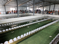 People are visiting the tap water production system at Beijiao Water Plant in Zaozhuang, China, on March 22, 2024. (