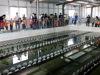 People are visiting the tap water production system at Beijiao Water Plant in Zaozhuang, China, on March 22, 2024. (