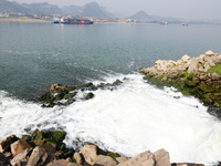 Purified water from the sewage treatment plant is meeting the standards and is being discharged into the Yangtze River in Yichang, Hubei, Ch...