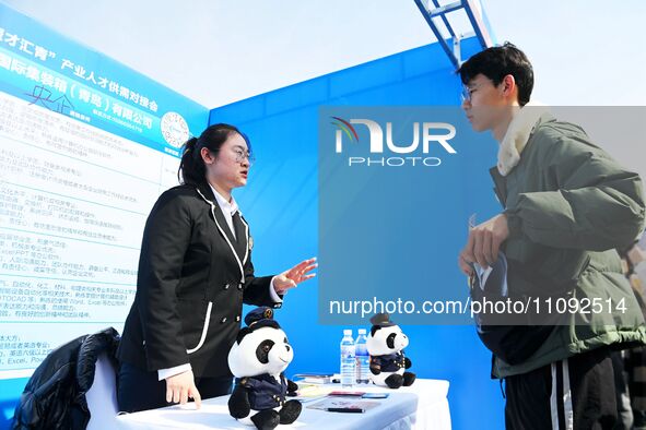 College graduates are attending a job fair in Qingdao, Shandong Province, China, on March 23, 2024. 