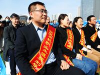 College graduates are attending a job fair in Qingdao, Shandong Province, China, on March 23, 2024. (