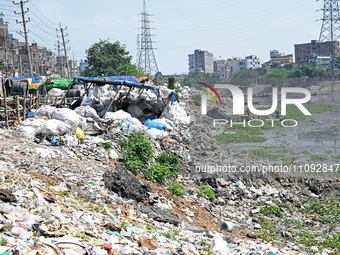 Plastic waste is floating in the polluted Buriganga River in Dhaka, Bangladesh, on March 23, 2024. Bangladesh is reportedly ranked 10th amon...