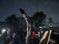 A fire is breaking out in a slum on T&T Boys School Road in Mohakhali, Dhaka, around 4:15. (