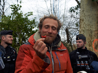 Reva, one of the Ecureuils, is eating a strawberry, enjoying fresh fruit for the first time in 37 days. After spending 37 days in the trees,...