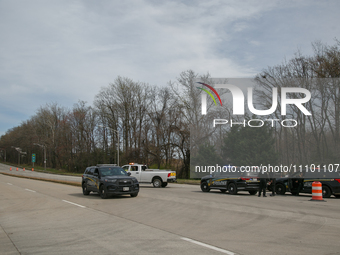 Maryland Transportation Authority Police work alongside Maryland Department of Transportation officials to deliver supplies to emergency off...