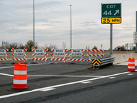 Interstate 695 in Baltimore, Maryland remains closed on March 28, 2024 after the Francis Scott Key Bridge was hit by a cargo ship which lost...