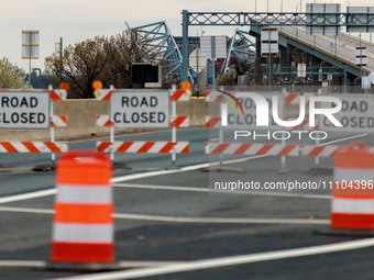 Interstate 695 in Baltimore, Maryland remains closed on March 28, 2024 after the Francis Scott Key Bridge was hit by a cargo ship which lost...