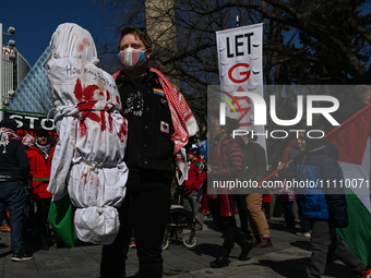 EDMONTON, CANADA - MARCH 30:
Members of the Palestinian diaspora and local activists from left-wing parties, including the Communist Party o...