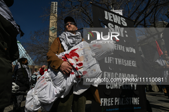 EDMONTON, CANADA - MARCH 30:
Members of the Palestinian diaspora and local activists from left-wing parties, including the Communist Party o...