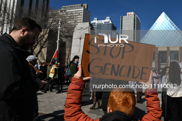 EDMONTON, CANADA - MARCH 30:
Members of the Palestinian diaspora and local activists from left-wing parties, including the Communist Party o...