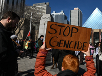 EDMONTON, CANADA - MARCH 30:
Members of the Palestinian diaspora and local activists from left-wing parties, including the Communist Party o...