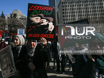 EDMONTON, CANADA - MARCH 30:
Members of the Palestinian diaspora and local activists from left-wing parties, including the Communist Party o...