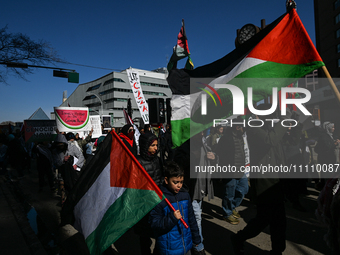 EDMONTON, CANADA - MARCH 30:
Members of the Palestinian diaspora and local activists from left-wing parties, including the Communist Party o...