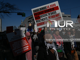 EDMONTON, CANADA - MARCH 30:
Members of the Palestinian diaspora and local activists from left-wing parties, including the Communist Party o...