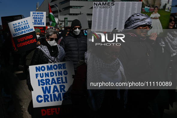 EDMONTON, CANADA - MARCH 30:
Members of the Palestinian diaspora and local activists from left-wing parties, including the Communist Party o...