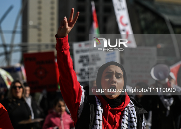 EDMONTON, CANADA - MARCH 30:
Members of the Palestinian diaspora and local activists from left-wing parties, including the Communist Party o...