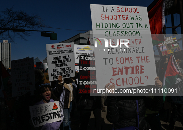 EDMONTON, CANADA - MARCH 30:
Members of the Palestinian diaspora and local activists from left-wing parties, including the Communist Party o...